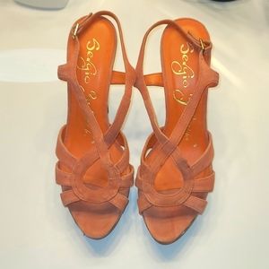 Coral suede platform heels - perfect for spring!!
